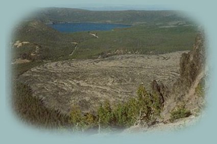 paulina lake and east lake from paulina peak in the newberry volcanic national monument in the high desert of central oregon.