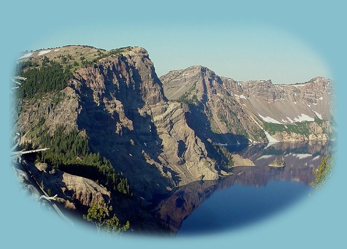 Phantom Ship at Crater Lake National Park. Crater Lake National Park isnin the cascade mountains of oregon. hiking trails, hikes, mountains, cascades, cascade mountains, wilderness areas, wildlife refuges, national parks, national monuments, oregon coast, california coast, mountains in oregon, california.