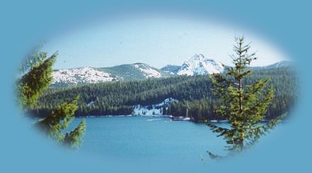 diamond peak in the cascades of oregon viewed from the willamette pass, oregon hwy 58 - odell lake in the foreground.