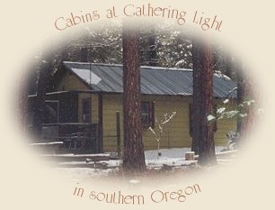 Cabins at Gathering Light in southern Oregon near Crater Lake National Park.