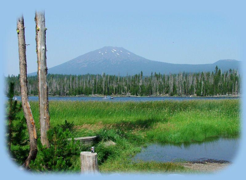 
bachelor butte with lava lake in the foregrounds, located in the deschutes national forest, in central oregon, accessed off of cascade lakes national scenic byway, fs 46, near bend, oregon.