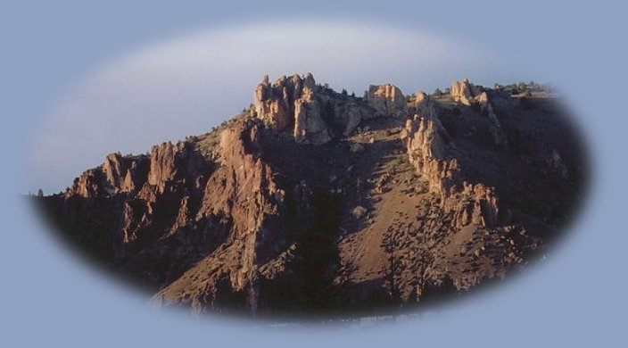 nature's cathedral in morning light: renowned rock climbing and hiking at smith rock, north of newberry crater national monument in central oregon, not far from bend, the cascade mountains and mountain lakes, the deschutes ochoco national forest, campgrounds and hiking trails.