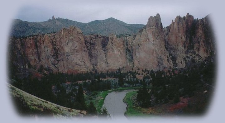 Morning light on morning glory rock at smith rock state park, north of newberry crater national monument, not far from bend in central oregon.