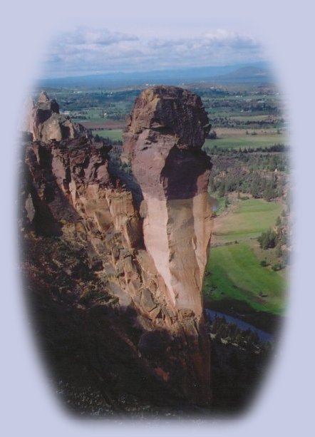 monkey face photographed from atop misery ridge in the morning light at smith rock state park.