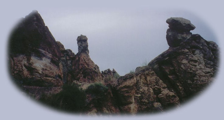 monkey face photographed while hiking on misery ridge at smith rock state park, north of newberry crater national monument, in the high desert of central oregon.